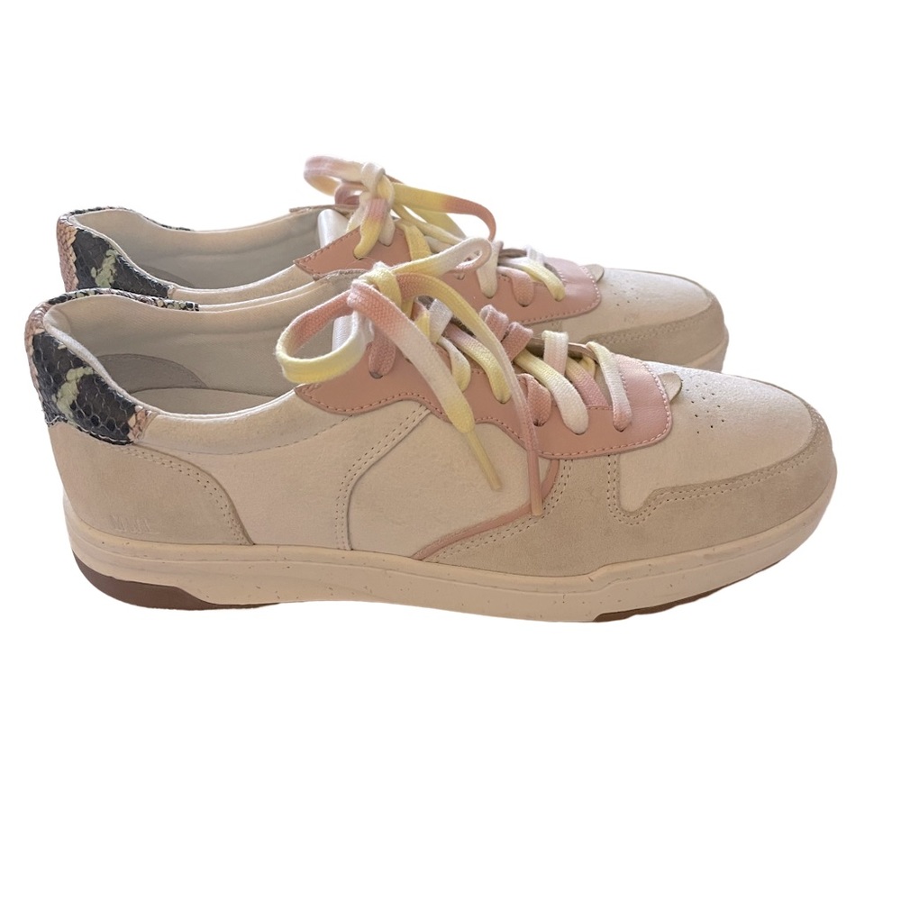 MADEWELL Court Low-Top laced Suede Sneakers with Pink accents. Size 7